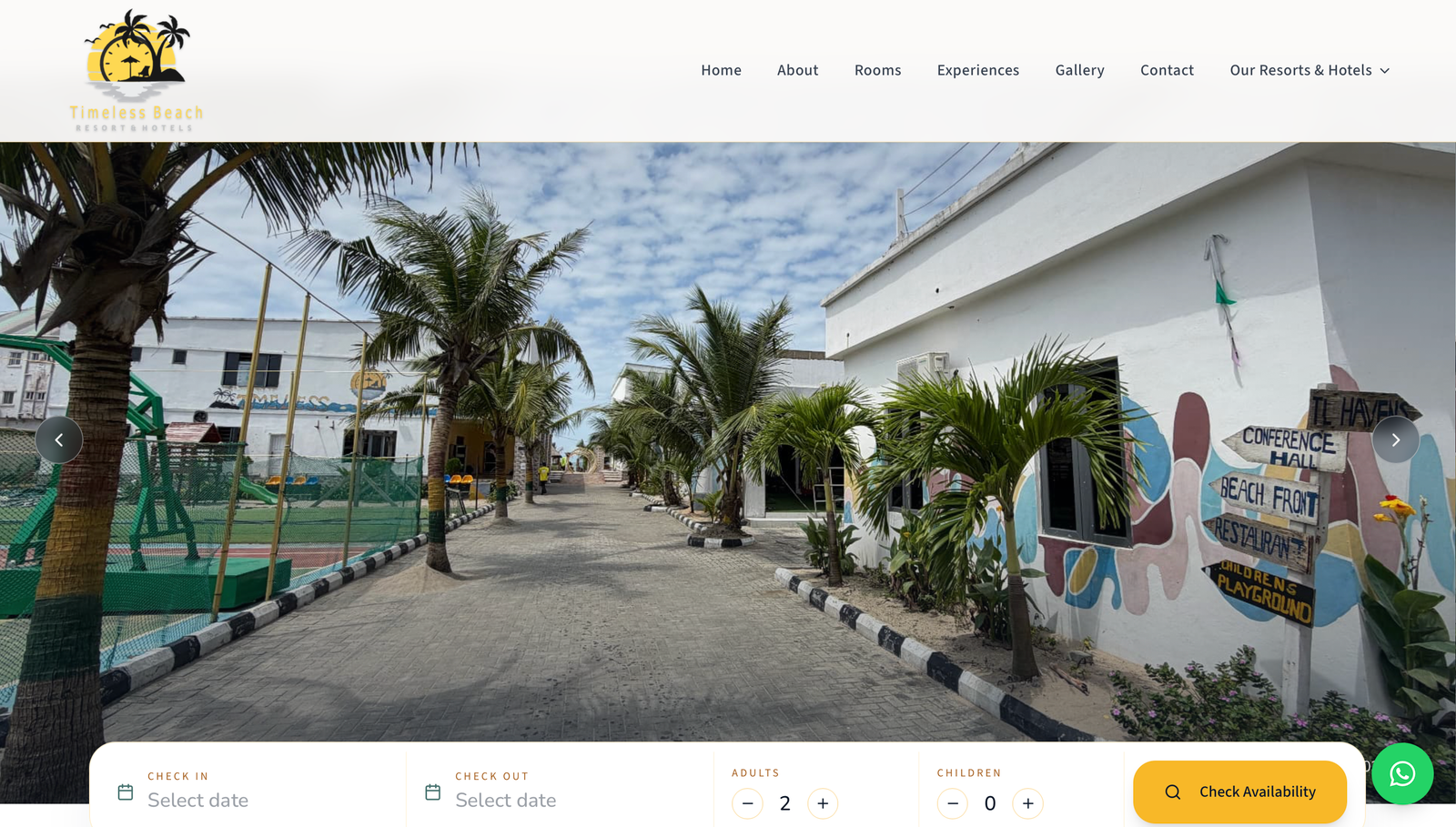 Timeless Beach Resort homepage